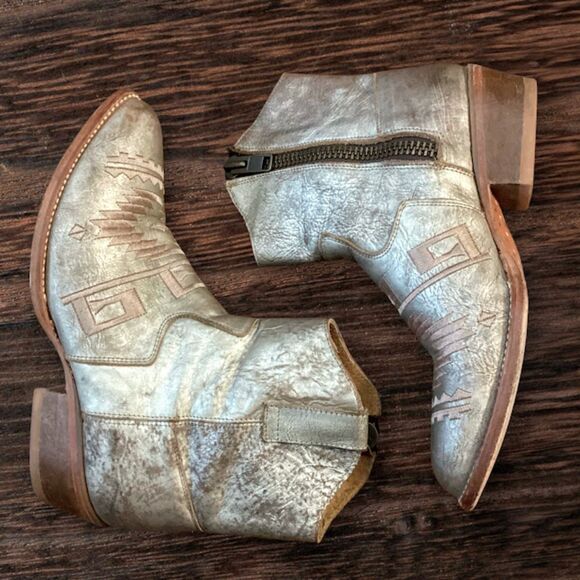 Matisse Remington Handmade Leather Distressed Women's Metallic Boots in 7.5M - Picture 3 of 10